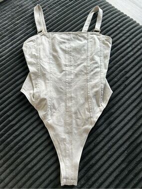 Light Beige Structured One-Piece Bodysuit